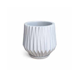 Vaso Plástico Redondo Chapecó Origami P Cimento com Prato