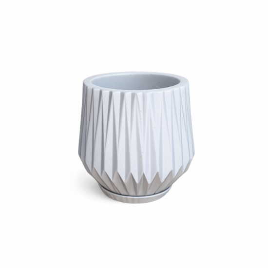 Vaso Plástico Redondo Chapecó Origami P Cimento com Prato Vaso Plástico Redondo Chapecó Origami P Cimento com Prato