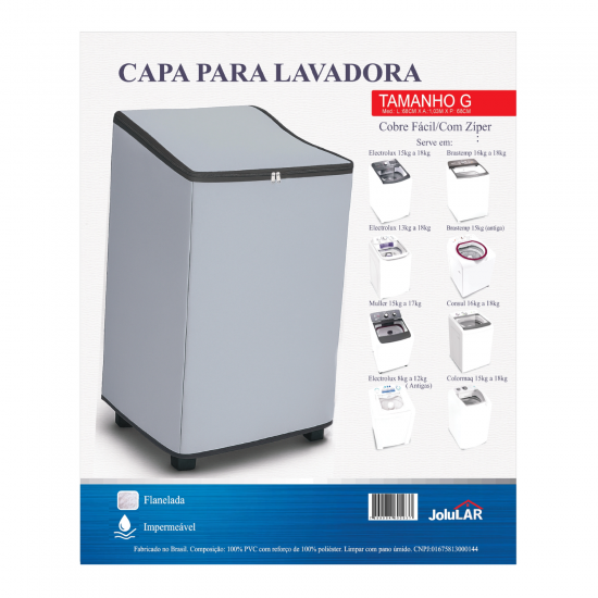 Capa para Máquina Lavar Roupas Jolular G com Zíper Capa para Máquina Lavar Roupas Jolular G com Zíper
