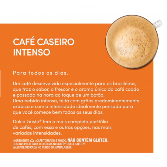Cápsula de Café Nescafé Dolce Gusto Caseiro Intenso c/10