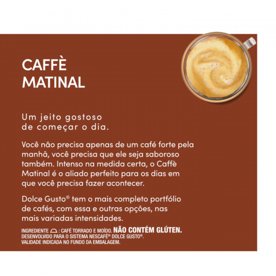Cápsula de Café Nescafé Dolce Gusto Café Matinal c/10 Cápsula de Café Nescafé Dolce Gusto Café Matinal c/10
