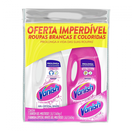 Kit Tira Manchas em Gel Vanish 1 Multiuso + 1 White 1,5L Kit Tira Manchas em Gel Vanish 1 Multiuso + 1 White 1,5L