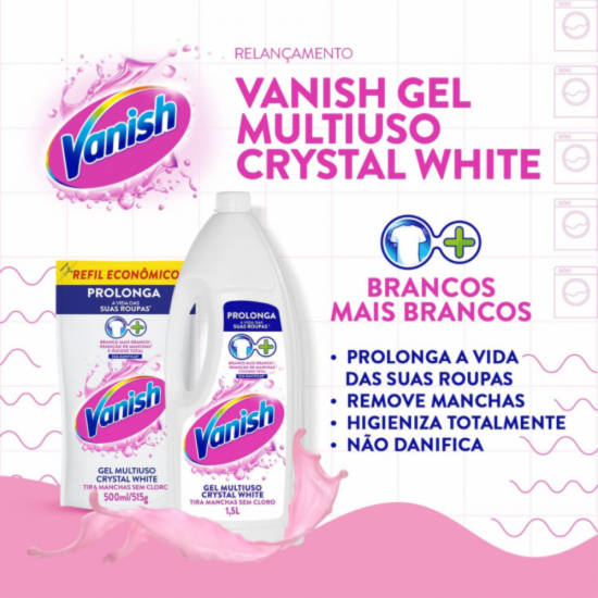 Kit Tira Manchas em Gel Vanish 1 Multiuso + 1 White 1,5L Kit Tira Manchas em Gel Vanish 1 Multiuso + 1 White 1,5L