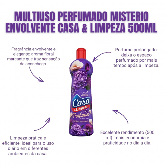 Limpador Multiuso Casa & Limpeza Mistério Envolvente 500ml Limpador Multiuso Casa & Limpeza Mistério Envolvente 500ml