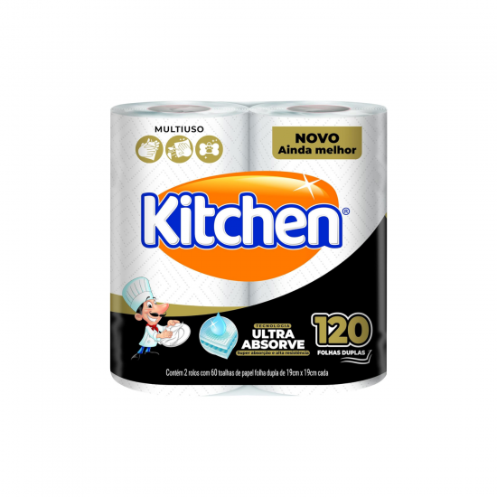 Toalha de Papel Kitchen Ultra Folha Dupla 19x21cm com 120 folhas (2x60) Toalha de Papel Kitchen Ultra Folha Dupla 19x21cm com 120 folhas (2x60)