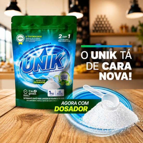 Detergente Máquina de Lavar Louça Unik com Secante Abrilhantador 1Kg Detergente Máquina de Lavar Louça Unik com Secante Abrilhantador 1Kg