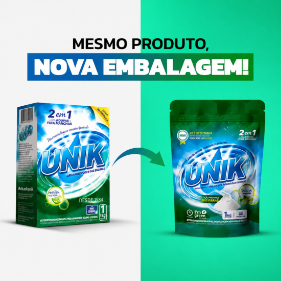 Detergente Máquina de Lavar Louça Unik com Secante Abrilhantador 1Kg Detergente Máquina de Lavar Louça Unik com Secante Abrilhantador 1Kg