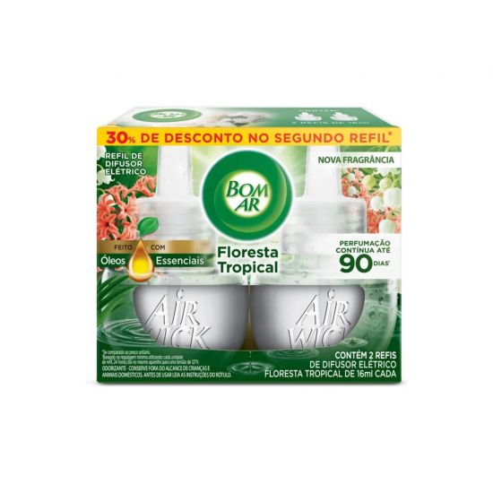 Difusor Elétrico Bom Ar Floresta Tropical com 2 Refis 16ml Difusor Elétrico Bom Ar Floresta Tropical com 2 Refis 16ml