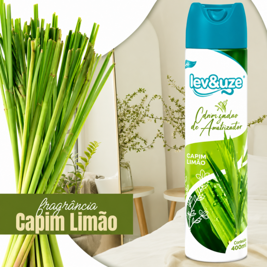 Aromatizador Aerossol Lev&Uze 400ml Capim Limão Aromatizador Aerossol Lev&Uze 400ml Capim Limão