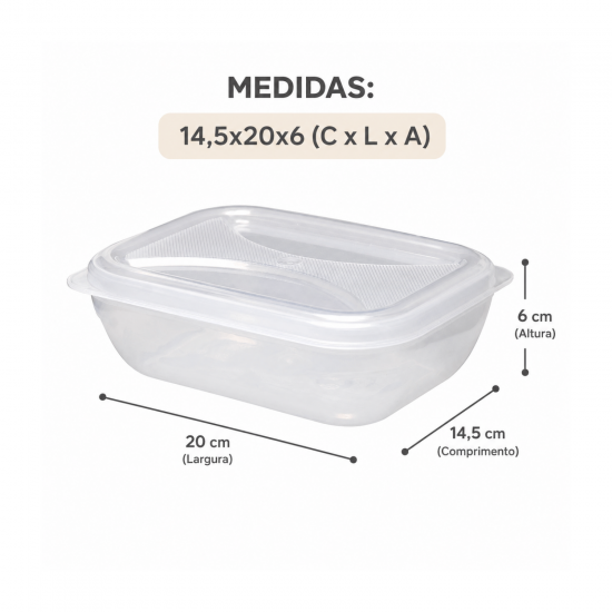Pote Retangular 1000mL Belmount
