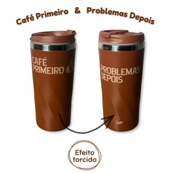 Copo Térmico com Tampa 450ml Café Primeiro Uatt Copo Térmico com Tampa 450ml Café Primeiro Uatt