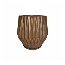 Vaso Plástico Redondo Chapecó Origami M Marrom com Prato