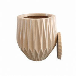Vaso Plástico Redondo Chapecó Origami M Bege com Prato
