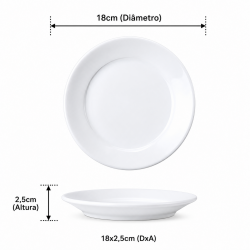 Prato de Porcelana Sobremesa Germer 18cm Hotel Branco