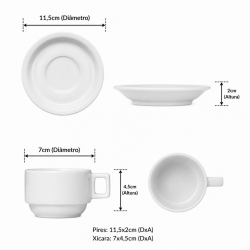 Xícara de Café com Pires Porcelana Germer 100ml Hotel Xícara de Café com Pires Porcelana Germer 100ml Hotel