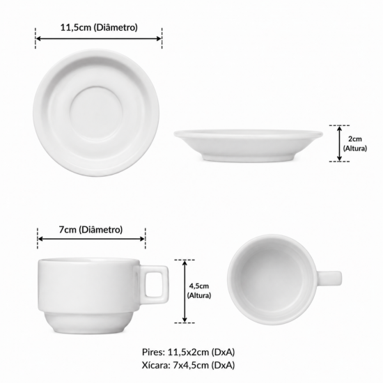 Xícara de Café com Pires Porcelana Germer 100ml Hotel Xícara de Café com Pires Porcelana Germer 100ml Hotel