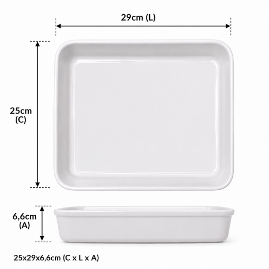 Cuba Porcelana 1/2 Gourmet Germer 25x29x6,6cm 3088mL Branca Cuba Porcelana 1/2 Gourmet Germer 25x29x6,6cm 3088mL Branca