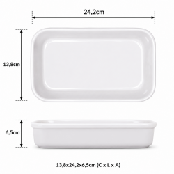 Cuba Porcelana 1/4 Gourmet Germer 13,8x24,2x6,5cm 1250ml Branca