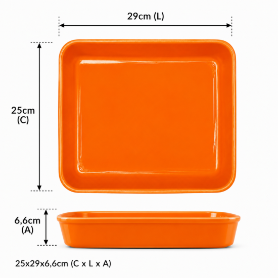Cuba Porcelana 1/2 Gourmet Germer 25x29x6,6cm 3088mL Laranja Cuba Porcelana 1/2 Gourmet Germer 25x29x6,6cm 3088mL Laranja