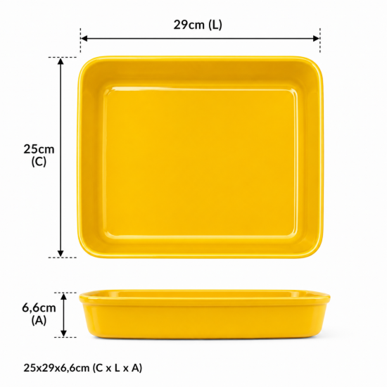 Cuba Porcelana 1/2 Gourmet Germer 25x29x6,6cm 3088mL Amarelo Cuba Porcelana 1/2 Gourmet Germer 25x29x6,6cm 3088mL Amarelo