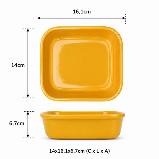 Cuba Porcelana 1/6 Gourmet Germer 14x16,1x6,7cm 836ml Amarelo