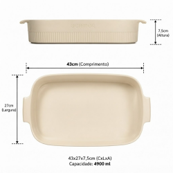 Travessa de Porcelana Retangular Germer 37x26cm Marfim Travessa de Porcelana Retangular Germer 37x26cm Marfim