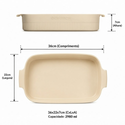 Travessa de Porcelana Retangular Germer 30X21cm Marfim