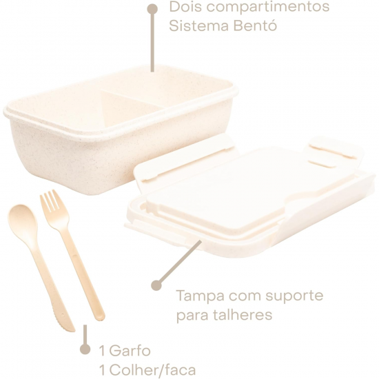 Pote para Marmita Hermética com Talhares 1,1L Lyor Off White Pote para Marmita Hermética com Talhares 1,1L Lyor Off White