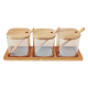 Porta Condimento c/ 3pc + Suporte de Bambu Mori