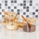 Porta Condimento c/ 3pc + Suporte de Bambu Mori