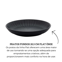 Prato de Louça Fundo 20,5cm Oxford Preto Onix 