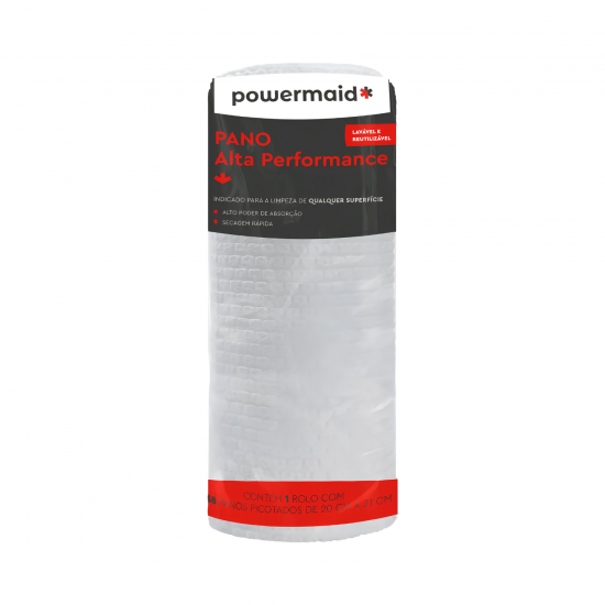 Pano Super Absorvente Reutilizável Powermaid 21x22cm  com 58 Folhas 