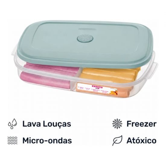 Pote Retangular Vac Freezer com Divisória 1080ml Sanremo