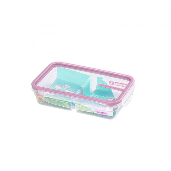 Pote Retangular Hermético com Trava 730ml com Divisória Sanremo Fresh Pote Retangular Hermético com Trava 730ml com Divisória Sanremo Fresh
