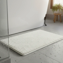 Tapete de Microfibra 40x60cm Joy Branco Kapazi Popcorn Tapete de Microfibra 40x60cm Joy Branco Kapazi Popcorn