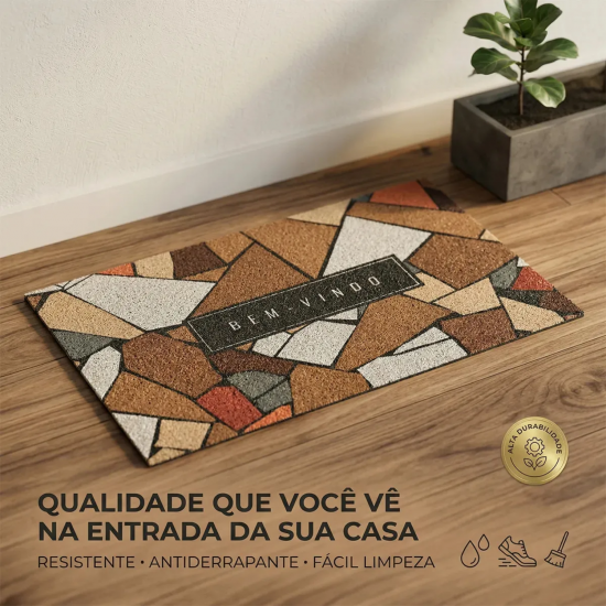 Tapete Capacho Vinil 40x75cm Kapazi Geométrico Tapete Capacho Vinil 40x75cm Kapazi Geométrico