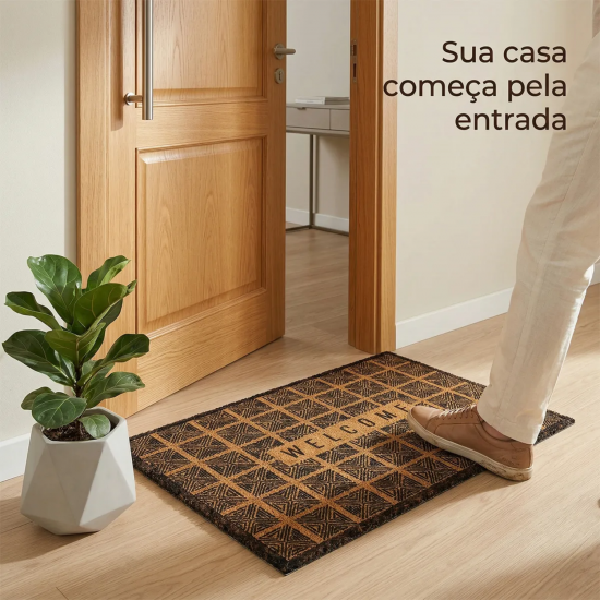 Tapete Capacho Vinil 50x80cm Kapazi Welcome Grades
