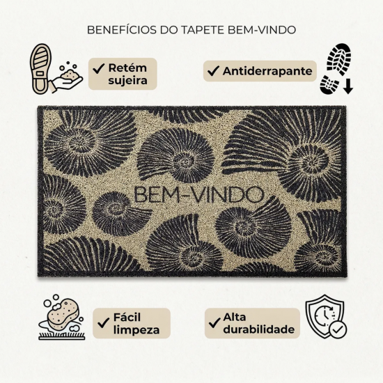 Tapete Capacho Vinil 50x80cm Kapazi Home Conchas Tapete Capacho Vinil 50x80cm Kapazi Home Conchas