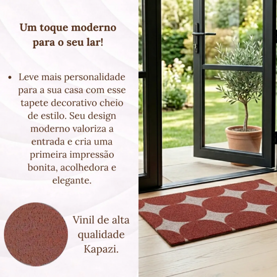 Tapete Capacho Vinil 50x80cm Kapazi Home Círculos Tapete Capacho Vinil 50x80cm Kapazi Home Círculos