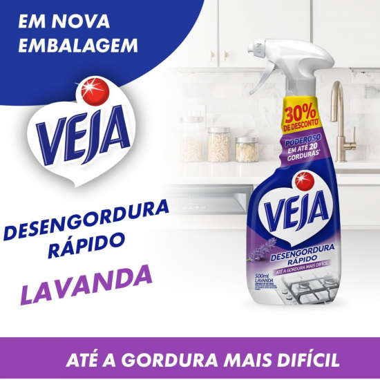 Limpador Desengordurante Cozinha Veja Lavanda 500mL Pulverizador 30% DESCONTO