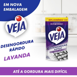 Limpador Desengordurante Cozinha Veja Lavanda 400ml Refil Sache