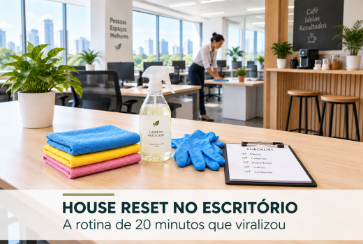 House reset no escritório: a rotina de 20 minutos que viralizou (e como aplicar na sua empresa)