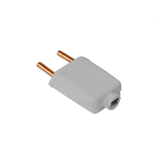 Plugue Macho 2 Pinos 10A Mec Tronic Cinza