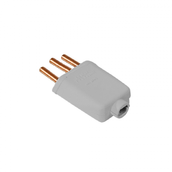 Plugue Macho 3 Pinos 20A Mec Tronic Cinza