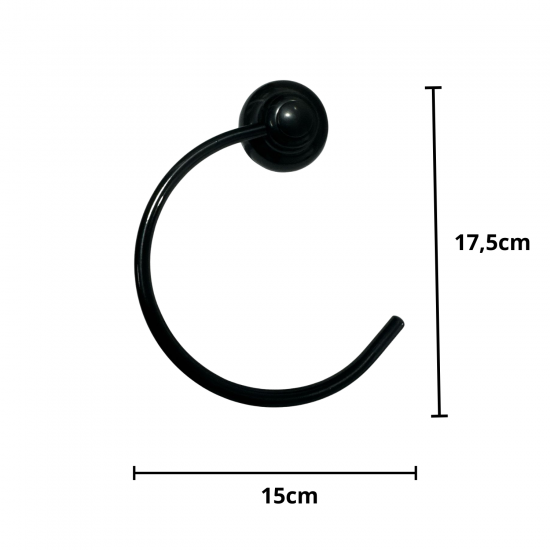 Porta Toalha de Parede Argola Alupox Black Design
