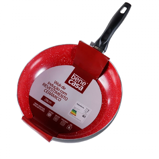 Frigideira de Indução Antiaderente Wok Bene Casa 28 cm Revestimento Cerâmico Frigideira de Indução Antiaderente Wok Bene Casa 28 cm Revestimento Cerâmico