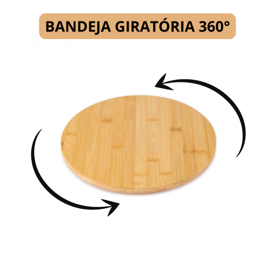 Bandeja de Bambu Giratória Redonda 30cm Mori