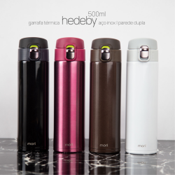 Garrafa Térmica Inox Parede Dupla Hedeby 500mL Mori Branco