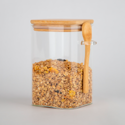 Pote de Vidro Quadrado 1500mL c/ colher Mori