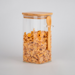 Pote de Vidro Quadrado 1800mL c/ colher Mori